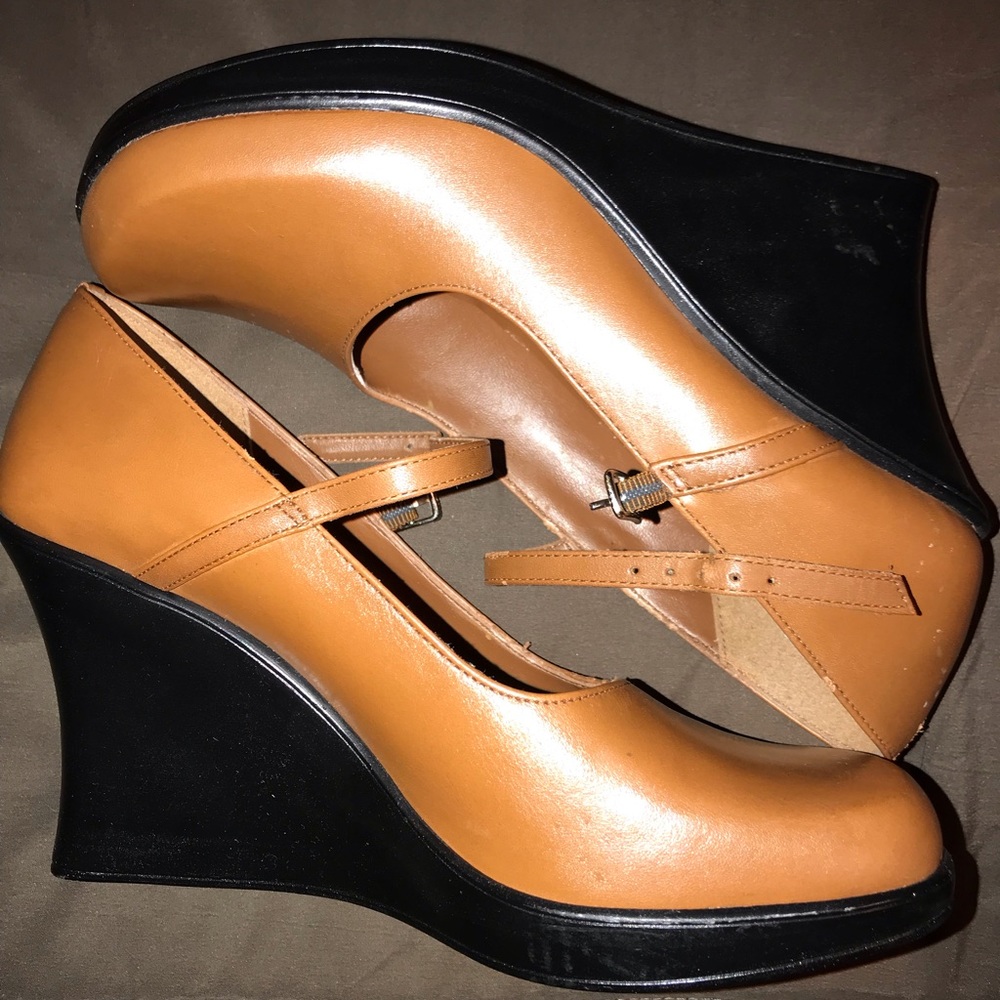 COPY - Tan Bakers Wedges Size 7.5, true to size